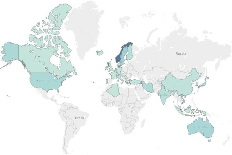 samarbeidspublikasjoner per land