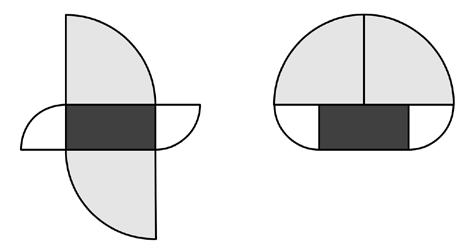 Hvor stor er forskjellen mellom omkretsen til de to figurene? (A) 2,5 cm (B) 5 cm (C) 10 cm (D) 20 cm (E) 30 cm 5 poeng 17.