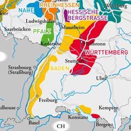 BADEN Baden er Tysklands lengste vinregion som strekker seg ca. 400 km langs Rhinen og helt ned til grensen av Sveits.