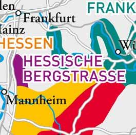 HESSISCHE BERGSTRASSE En liten region mellom Franken i øst og Rheinhessen i vest. Klima er kontinentalt med varme somre og kalde vintre, med rikelig med solskinn og tilstrekkelig med nedbør.