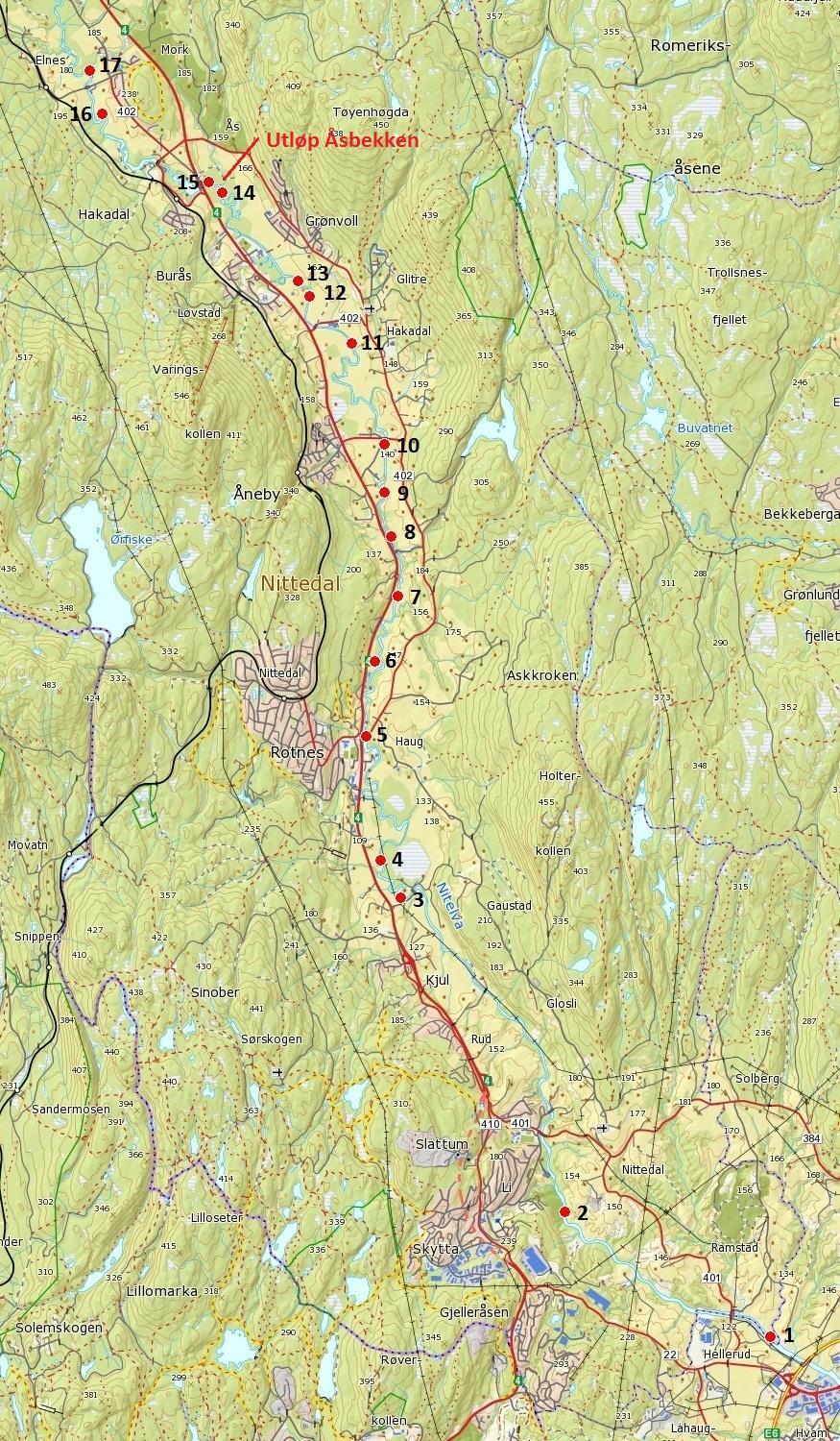 2012 Prøvekrepsing med teiner 17 lokaliteter 170 teinedøgn Resultat - Fangst i nordre deler - Klart skille ved Åsbekken Utsett dato antall kreps CPUE Andel