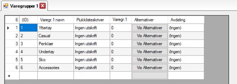 Varegrupper Varegrupper 1 Alle dine varer tilhører en eller annen kategori. Noen tilhører flere. La oss sette opp noen varegrupper så vi kan se hvordan dette fungerer.