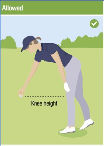 Regler fra 2019 Dropping av ball: Når du skal foreta en dropp (for eksempel fra en uspillbar lie eller straffeområde), skal du droppe fra knehøyde i stedet for skulderhøyde.