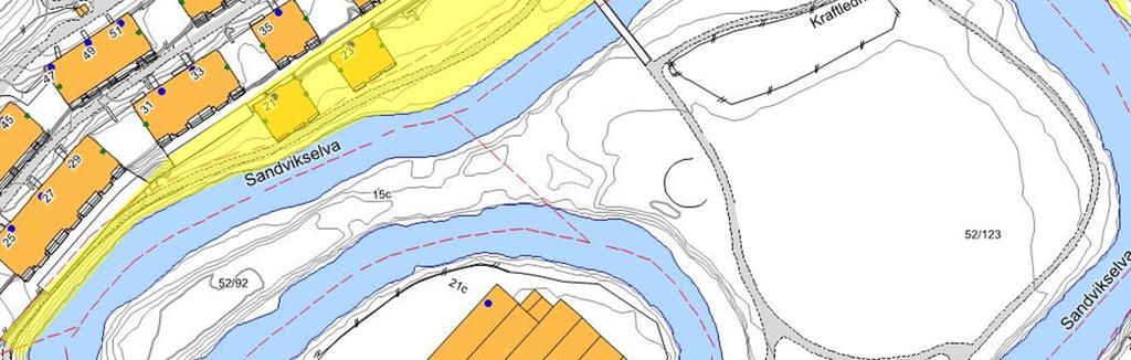 Det er også påvist kvikkleire i en tidligere vingeboring ved gangveien langs elva (markert med rød sirkel i figur 5).