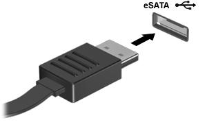 Bruke en esata-enhet En esata-port kobler til en høyytelses esata-komponent (tilleggsutstyr), som en ekstern esataharddisk. Noen esata-enheter krever at du installerer ekstra programvare.