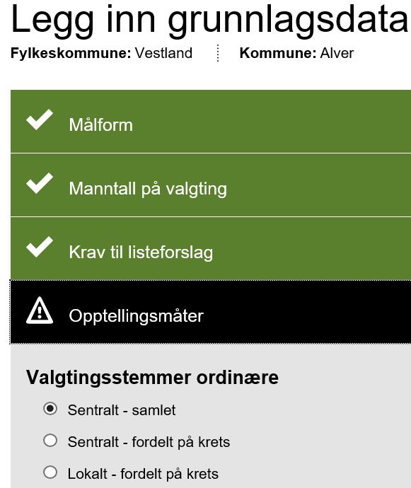 Grunnlagsdata Grunnleggende informasjon hentes fra EVA Admin og installeres i EVA Skanning: Opptellingsmåter Kretser Listeforslag Kandidater Osv.