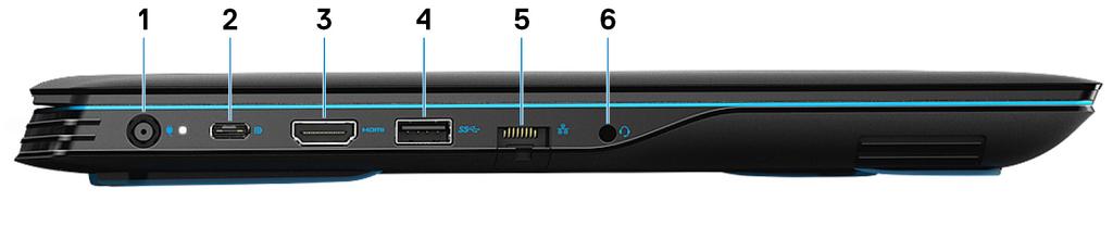 3 Security-cable slot (wedge-shaped) (Sikkerhetskabelspor (kileformet) Koble til en sikkerhetskabelen for å forhindre uautorisert bevegelse av datamaskinen.