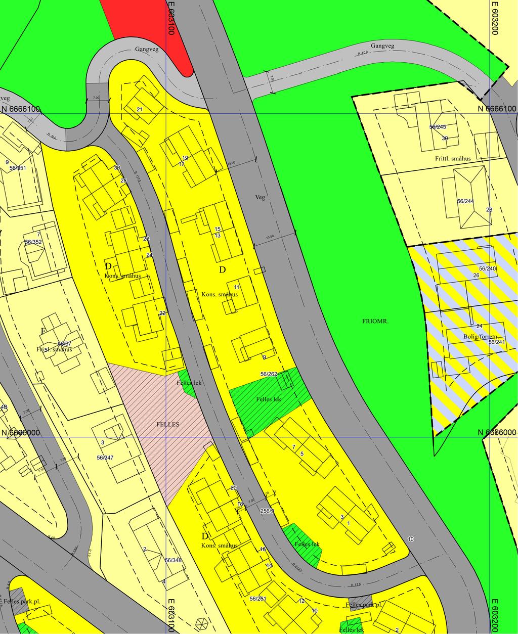 Reguleringsplankart Nittedal kommune Eiendom: 56/262 Adresse: