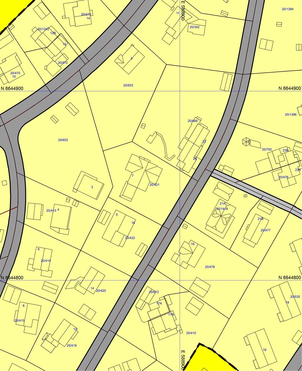 Plankart Bærum kommune Eiendom: 20/421 Adresse: Prost Holsviks vei 7 Dato: 14.03.