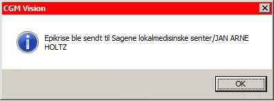 14. En beskjed dukker opp. Trykk Ok. 15. Klikk på fanen Korrespondanse, i fanen Oversikt kan man få oversikt over om korrespondansen er sendt ut, mottatt eller avvist.