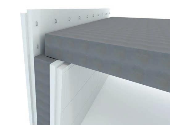 Ved bruk av massivt betongdekke eller betonghulldekke mellom etasjene skal dekket støpes eller løftes på plass med et opplegg på minst 100 mm inn på betongkjernen i Trollveggen.