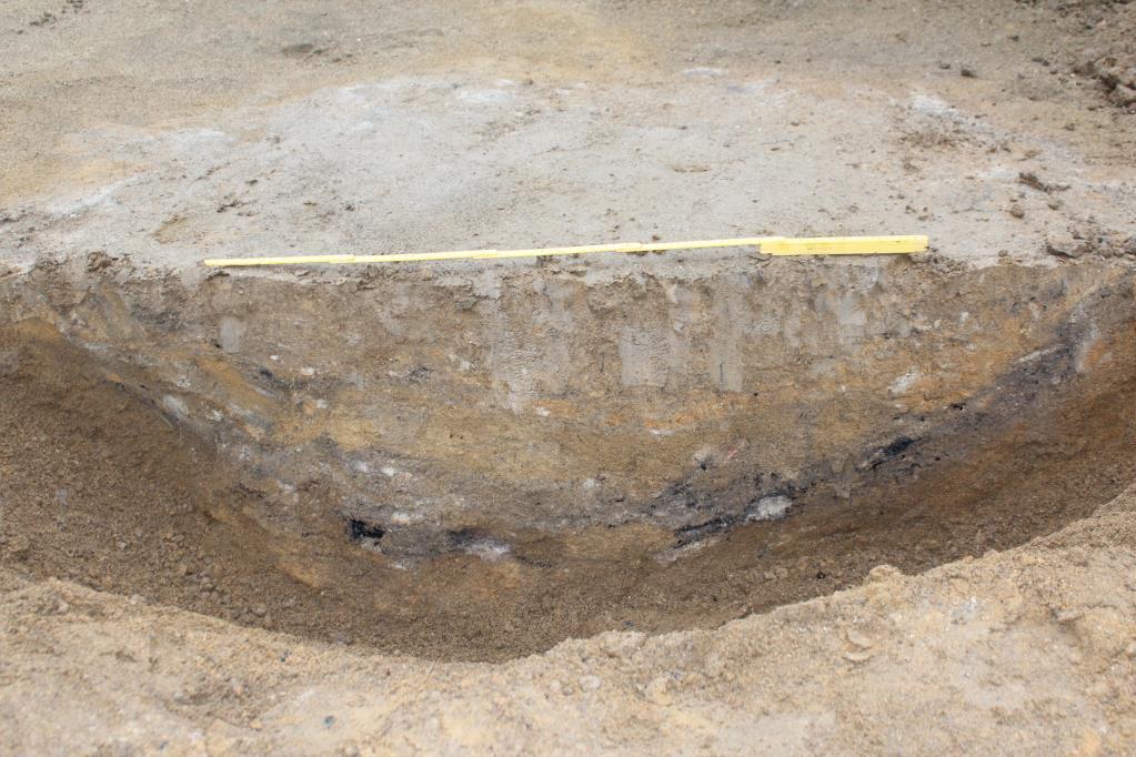 Nedgravningen består av homogen kullspettet gråsort masse.