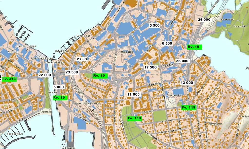 Dårlig trafikkavvikling gjennom Moss Dårlig framkommelighet i rushtrafikken (morgen og ettermiddag).