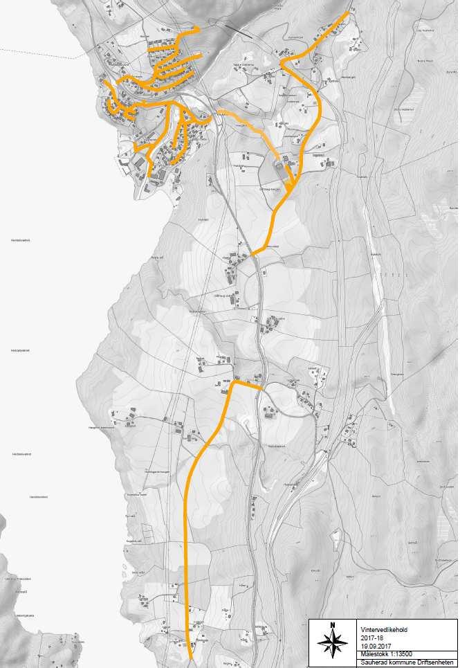 Figur 4 Oversikt over kommunale veier. Kart fra Sauherad kommune.
