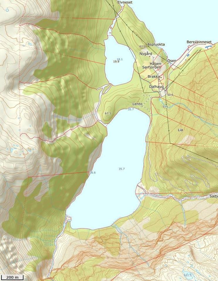 1 2 3 4 5 6 Figur 11. Undersøkte stasjoner på den anadrome delen av Botnaelva.