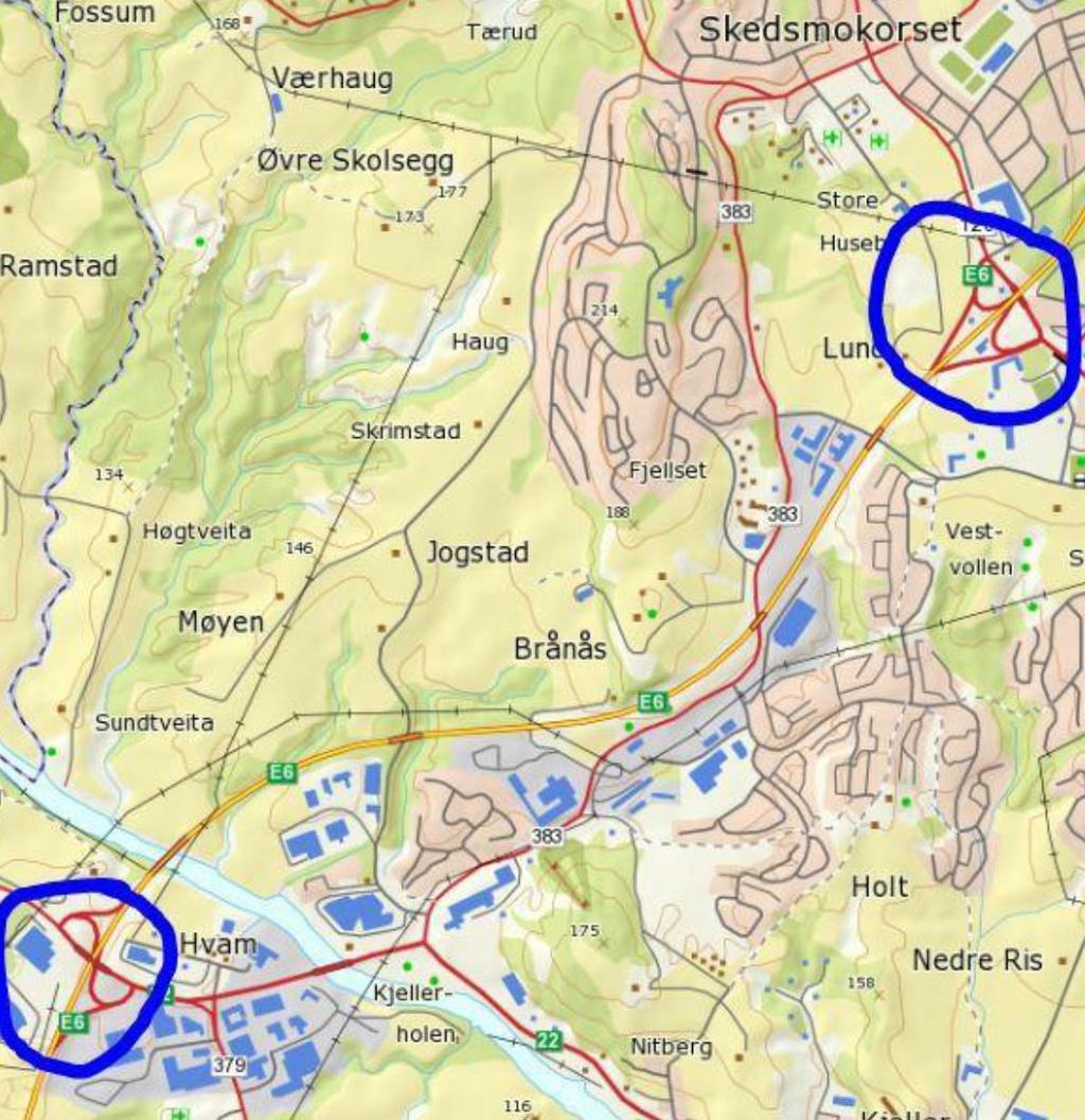 Kollektivprosjekter E6 Tiltak på ramper og kryss Hvam - Skedsmovollen Det er tidvis kapasitetsproblemer mellom Hvam Skedsmokorset Strekningen har stor trafikk av både flybusser,