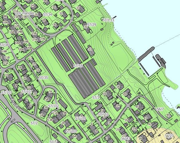 Bakgrunnsinformasjon Løsmassekart Figur 5 Løsmassekart [3] Løsmassekart fra NGU [3] viser at man kan forvente «tykk morene» (grønn farge i Figur 5) i området.