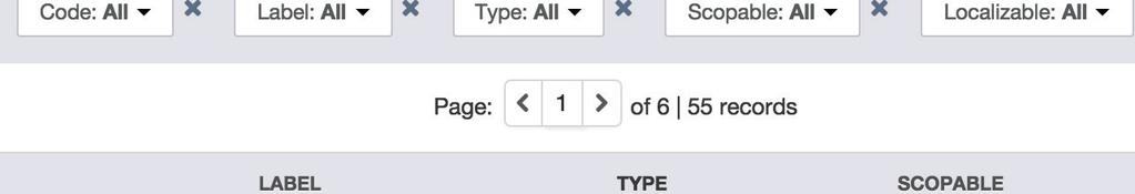 In order to navigate through the different pages of the attribute datagrid, the navigation buttons next and previous are available above the grid.