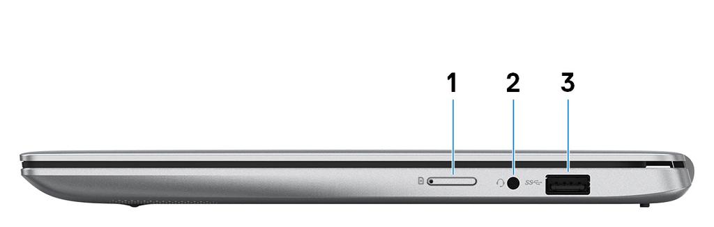 Gir dataoverføringshastigheter på opptil 5 Gbps. 4 Spor til microsd-kort MERK: Det kreves USB Type-C for adapteret (selges separat) for å koble til DisplayPort-enheten.