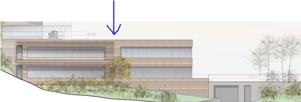 lavere. I inneværenede prosjekt er det «vingen» som nå ivaretar tilpasningen mot småhusbebyggelsen på nordsiden.