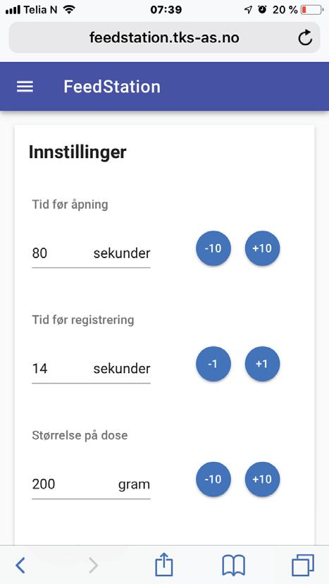 3.3 Innstillinger 11. I Innstillinger defi neres hva denne gruppen skal gjøre. Tid før åpning: Hvor lang tid dyret skal få lov til å være inne før port åpnes for å slippe inn et nytt dyr.