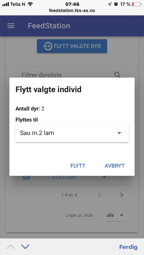 17. Trykk på Flytt valgte individ og velg