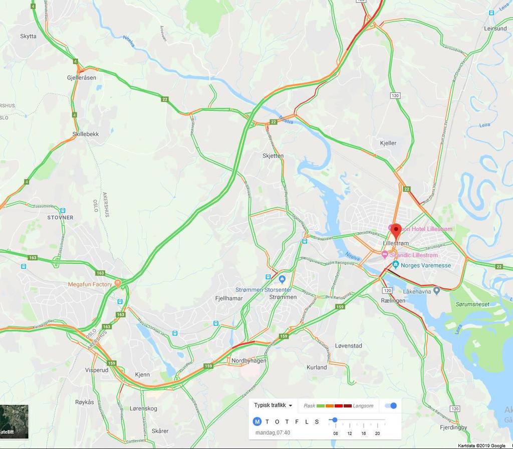 Fremkommelighet for buss i Romerike Rv 22 ved Glommakrysningen Strømmen Lillestrøm(trase til 100 og 110): - Jonas Lies gate - Strømsveien Kjeller -