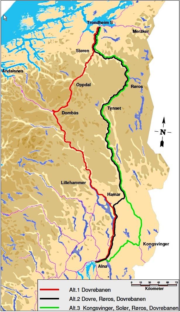 2040 godstransport alternative analysert i SUP Optimalisert 2040 Godstog Dagens 2040 pr Strekning frekvens Togpar/døgn Drammen/Oslo-Trondheim 5 10 Drammen/Oslo-Bodø 2 4 Oslo-Åndalsnes 2 4