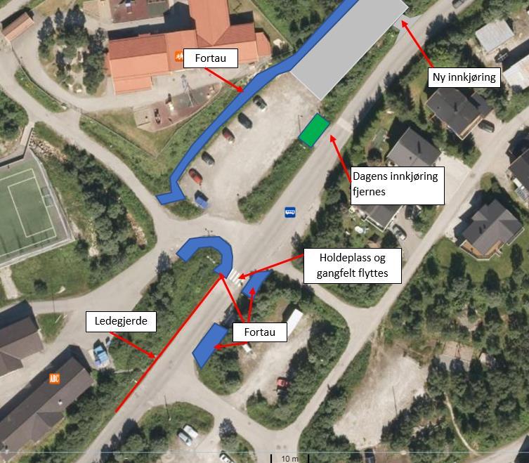 prosjekteringsfasen. I kostnadsberegningen har vi forutsatt at utvidelsen blir tilsvarende dagens størrelse, cirka 650 m 2, og at det etableres 100 m fortau.