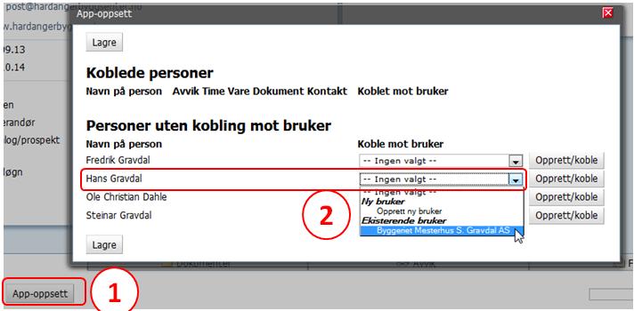 Gi tilgang til en person som fra før har innlogg til Cerum med alle rettigheter. 1. Klikk på App-oppsett 2.