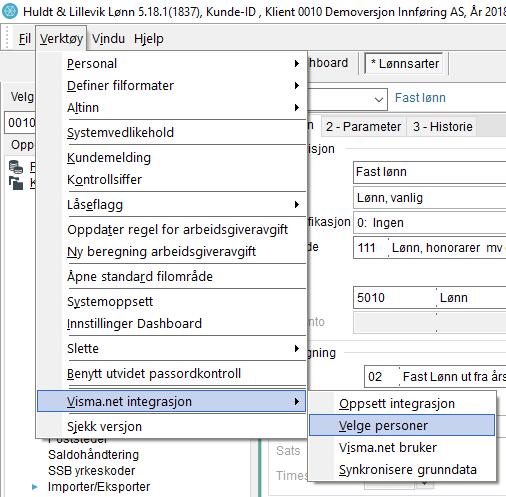 Deretter må vi gå til Verktøy Visma.