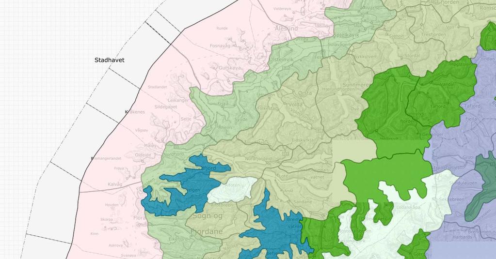 5.3 Landskap Tiltaket delvis gjennom Landskapsregion 21(konf. fig. 5-5 med middel grønn farge) og landskapsregion 22, (konf. fig. 5-5 med lys grønn farge).