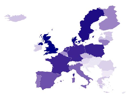 EKSPORT TIL EU/EØS Tabellen viser eksporten fra Finnmark fordelt på land i det europeiske indre marked.