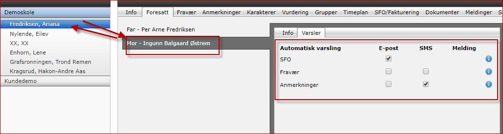 Hvis kommuneadmin i din kommune har åpnet for det kan foresatte legge inn informasjon/skrive inn/hake av i tilleggsinformasjonsfeltet.