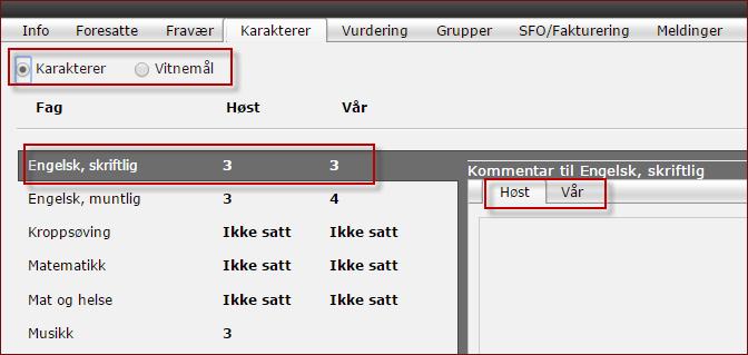 Anmerkninger Under fanen anmerkninger kan man følge de til enhver tid gitte (de som ikke er skjult for foresatte) anmerkninger som er gitt til eleven.