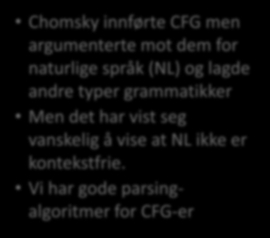 språk (NL) og lagde andre typer grammatikker Men det har vist seg