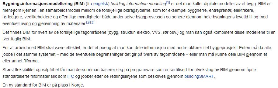 BIM fra Wikipedia Stikkord: Modell eller modellering?