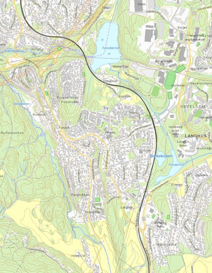 Infrastruktur Som vist nedenfor er boligområdet betjent av Langhus skole (1.-7. trinn) som har om lag 430 elever og ligger ca. 1km sørøst for planområdet, og Haugjordet ungdomsskole (8. -10.