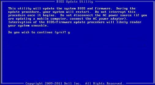 Figur 1. BIOS-oppdateringsskjermbilde for DOS Oppdatering av Dell BIOS i Linux- og Ubuntu-miljøer Hvis du vil oppdatere system-bios i et Linux-miljø som Ubuntu, kan du se https://www.dell.