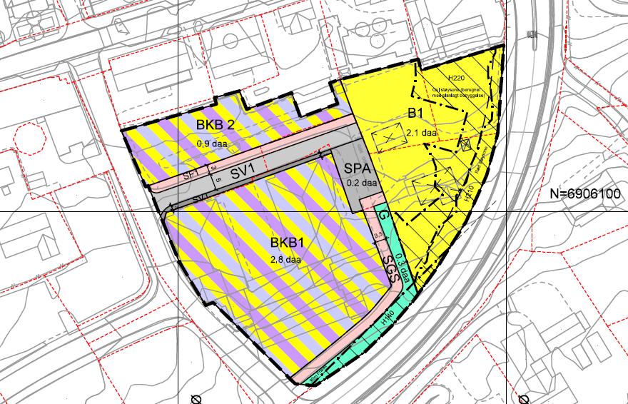 Side 4 av 6 Fortau SF1 med bredde 3m reguleres inn på nordre side av atkomstvei inn til Aumliveien 4, istedenfor tidligere hvor gang-/sykkelvei, med en bredde på 2 m, i dagens plan er regulert inn