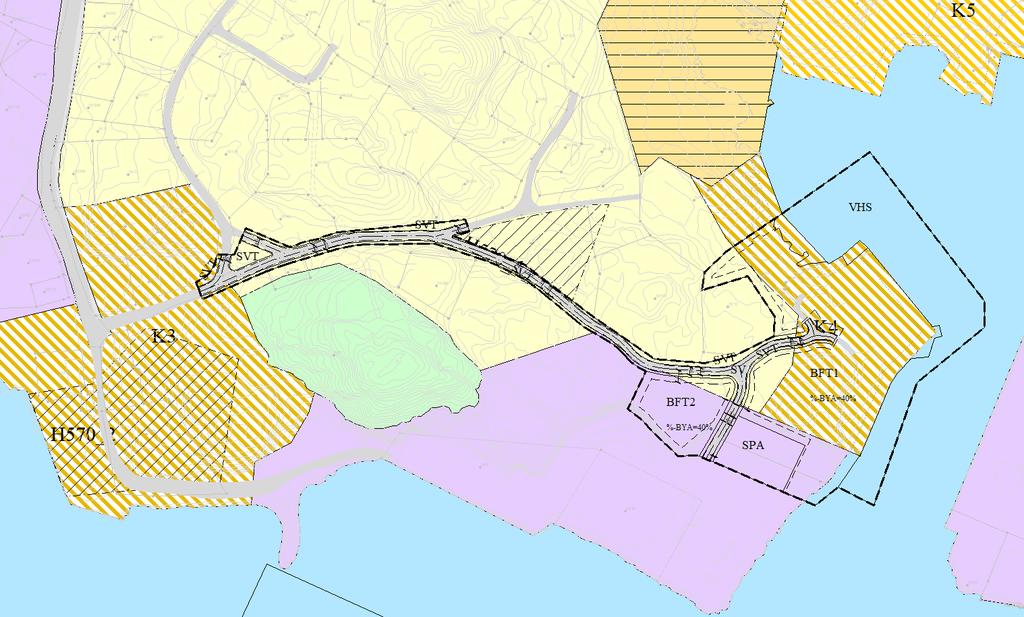 Kommunedelplan Ballstad med inntegnet planområde Hattvika turistsenter: Alternative løsningsforslag: 1.