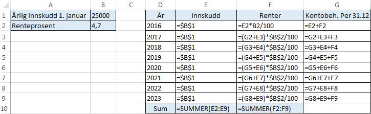 b) Kor mykje vil du få til saman i renter i løpet av desse åtte åra?