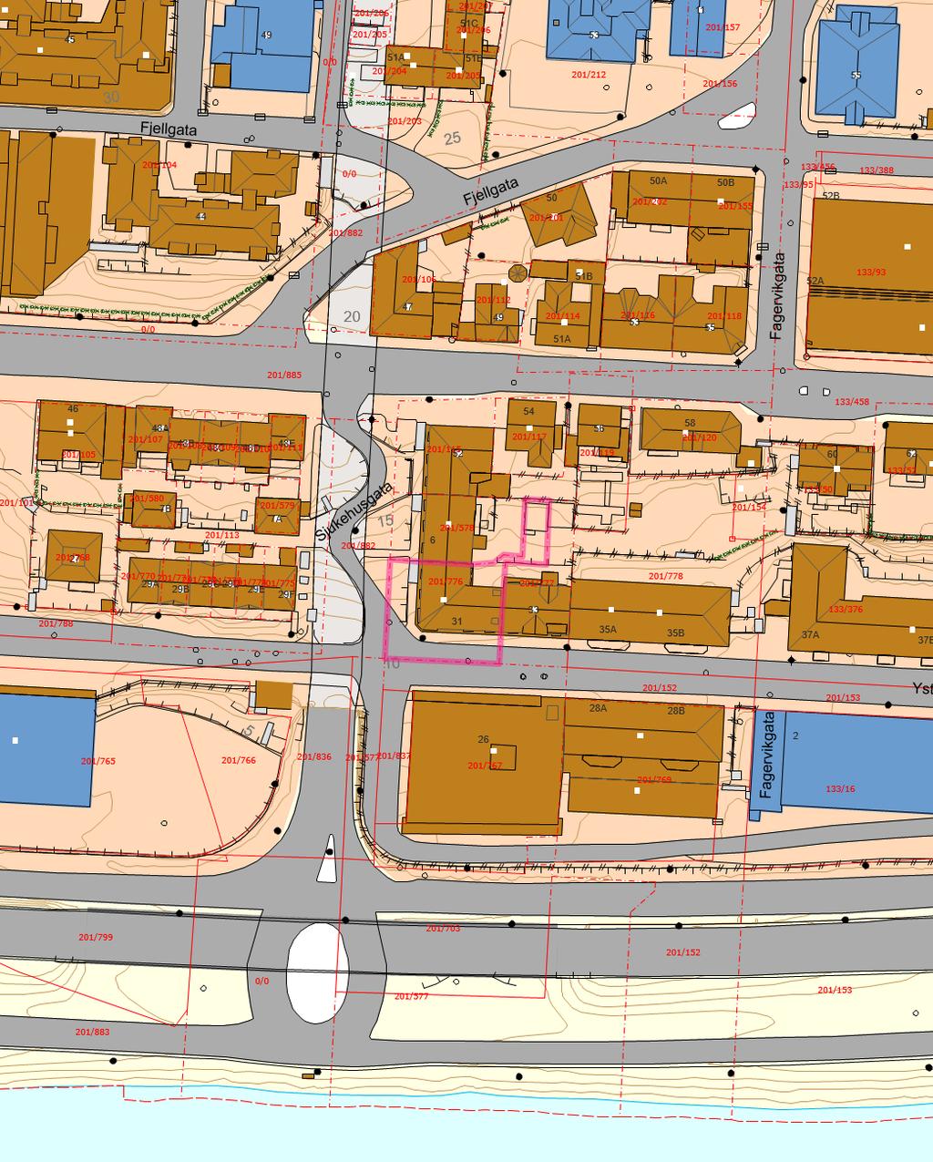 KARTUTSNITT Eiendom: Gnr: 201 Bnr: 776 Fnr: 0 Snr: 5 Adresse: Ystenesgata 31 6007 ÅLESUND Ålesund kommune Annen info: