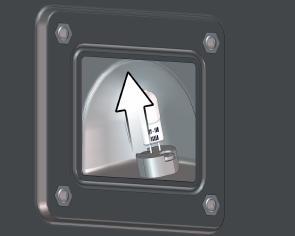 løsnes. 2. Ta hele modulen av ovnsromveggen. 3. Grip gjennom ovnsromveggen og inn i reflektorhuset og trekk halogenlampen opp og rett ut.