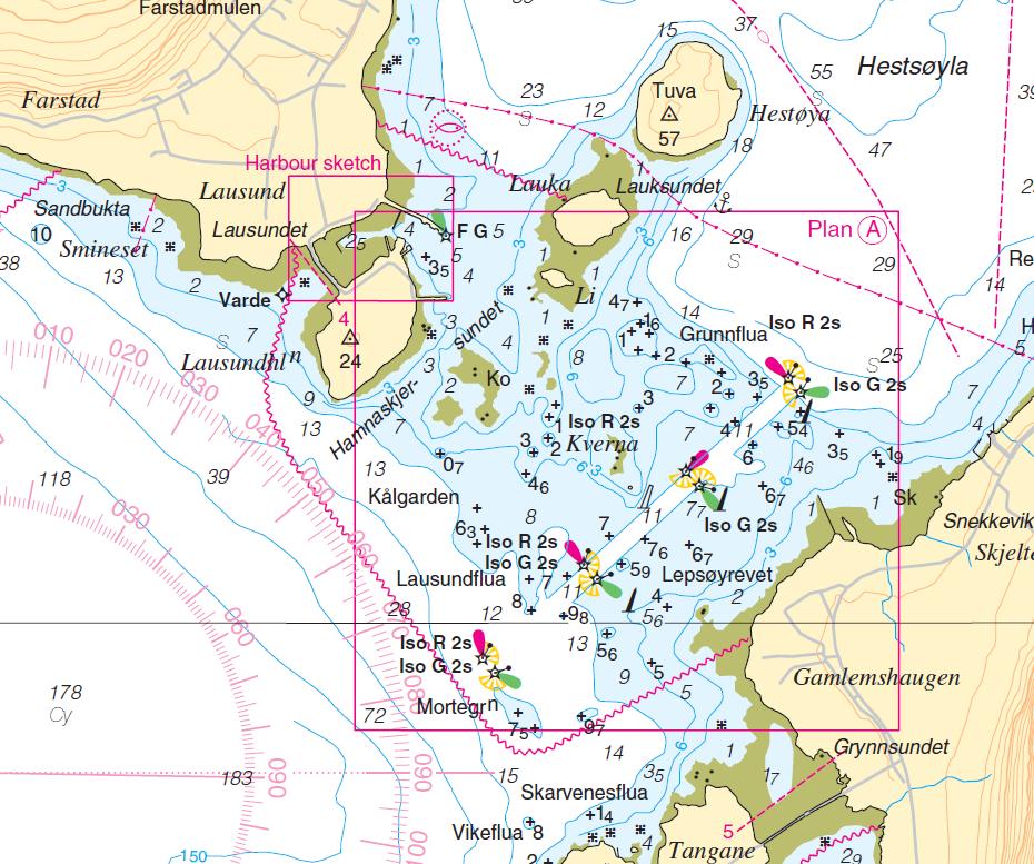5 Losskisse (Harbour sketch) En losskisse i et kart henviser til farvannsbeskrivelsen i Den Norske Los.