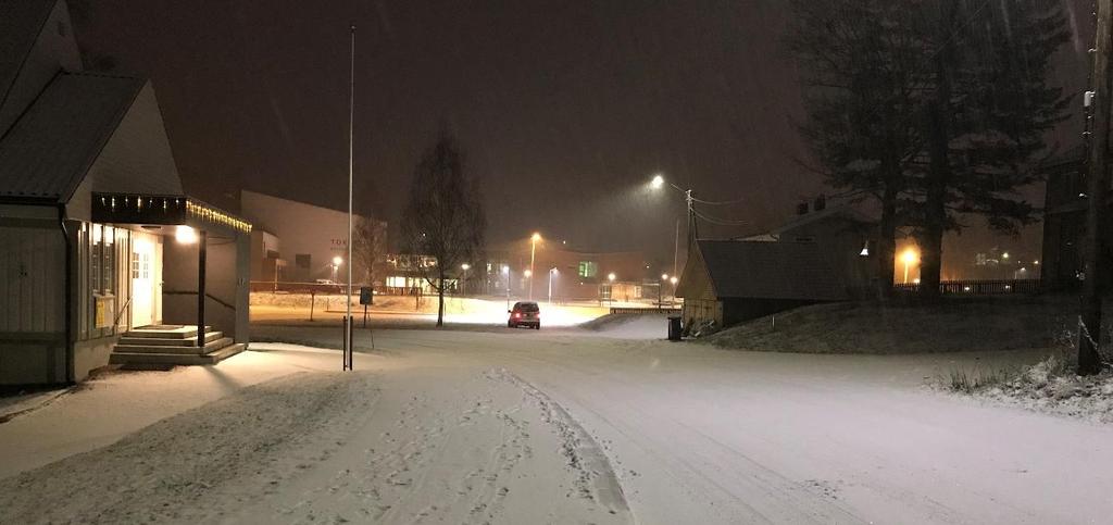 Figur 10 Krysningspunkt mellom fortau på motsatte sider av kv. Lauvåsen, sett fra sør.