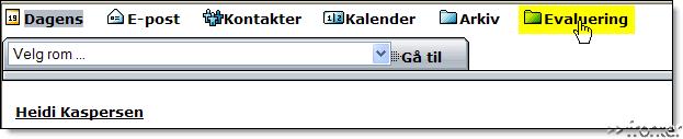 Et klikk på Evaluering vil vise den enkelte student de aktive evalueringene som