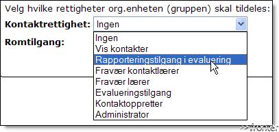 evalueringer fra et høyere nivå. Disse evalueringene kan ikke endres, med unntak av tilføyelse av nye spørsmål.