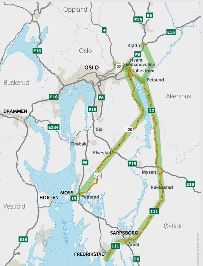 KVU vegforbindelser øst for Oslo Bestilling i NTP 2018-2023 Merknad fra Transport- og kommunikasjonskomiteen: Fetsund- Gardermoen må med i KVUen Utfordringsnotat foreligger Foreløpig samfunnsmål: