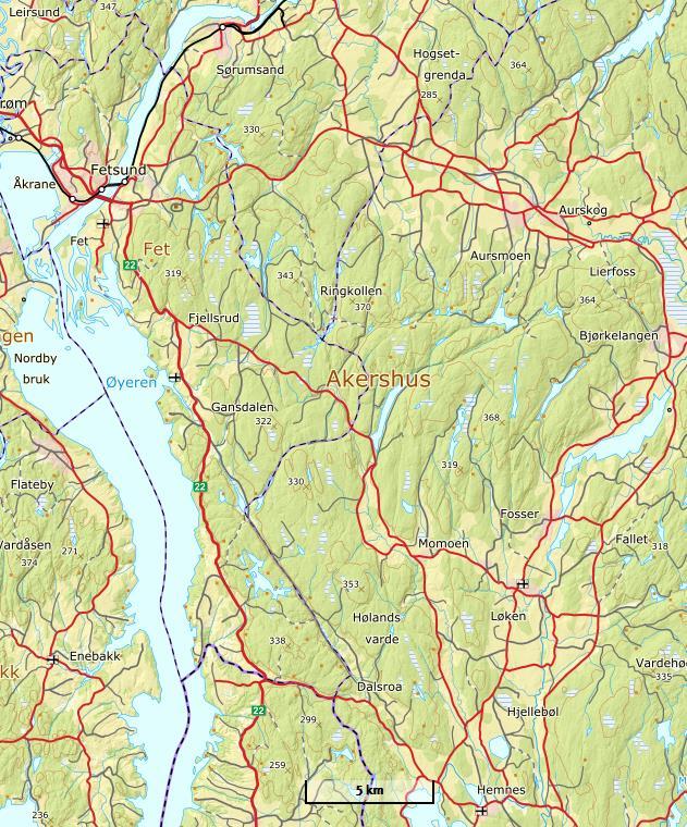 Jarsjøbekken Riserelva Toskåa Ulverudåa Krokedalsbekken Figur 2. Oversiktskart som viser undersøkte strekninger i Fet og Aurskog-Høland kommuner i 2018.